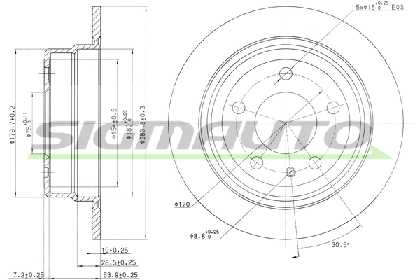 Disque de frein SIGMAUTO DBA120S