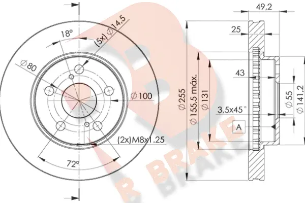 Disque de frein R BRAKE 78RBD22047
