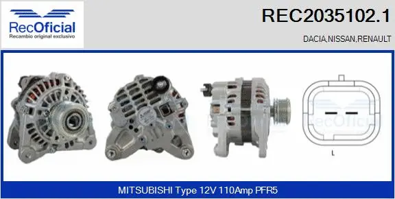 Alternateur RECOFICIAL REC2035102.1