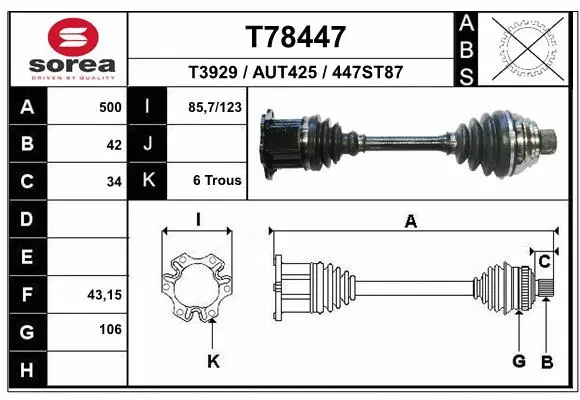 Arbre de transmission EAI T78447