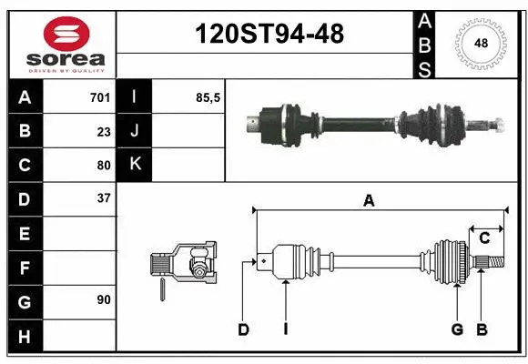 Arbre de transmission STARTCAR 120ST94-48