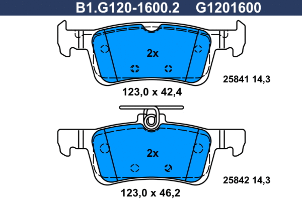 Kit de plaquettes de frein, frein à disque GALFER B1.G120-1600.2