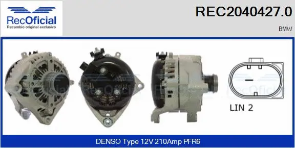 Alternateur RECOFICIAL REC2040427.0