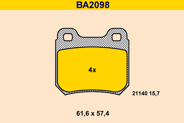 Kit de plaquettes de frein, frein à disque BARUM BA2098