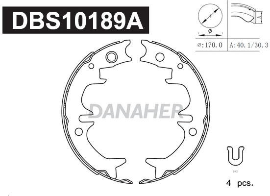 Jeu de mâchoires de frein, frein de stationnement DANAHER DBS10189A