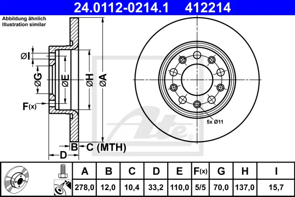 Disque de frein ATE-APAC 24.0112-0214.1