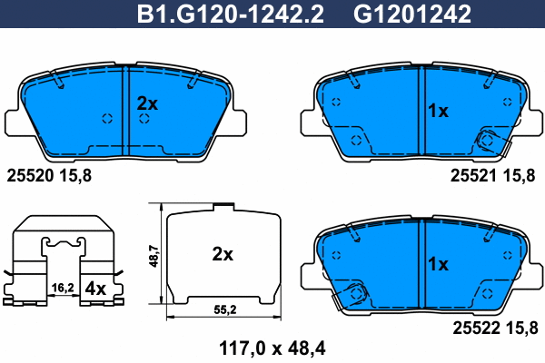 Kit de plaquettes de frein, frein à disque GALFER B1.G120-1242.2