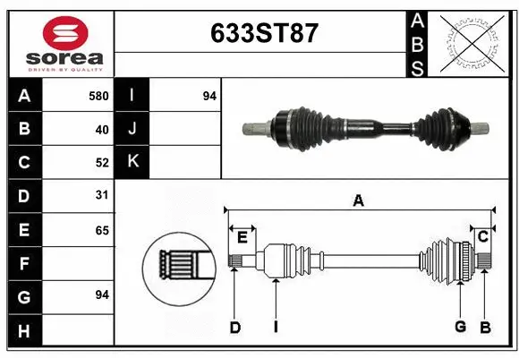 Arbre de transmission STARTCAR 633ST87