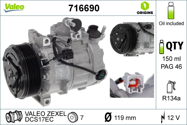 Compresseur, climatisation VALEO 716690