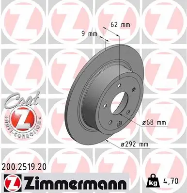 Disque de frein ZIMMERMANN 200.2519.20