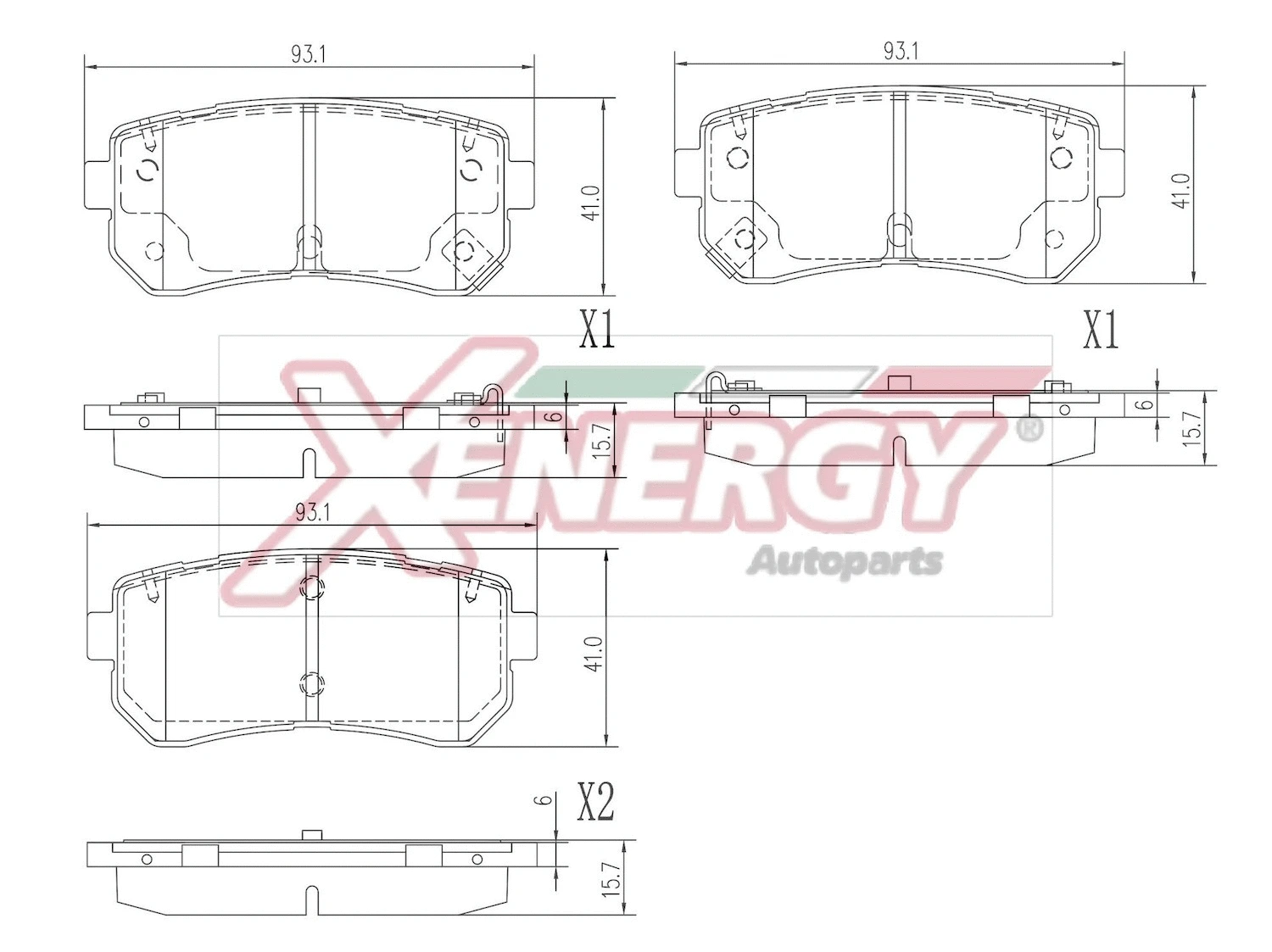 Kit de plaquettes de frein, frein à disque AP XENERGY X41411