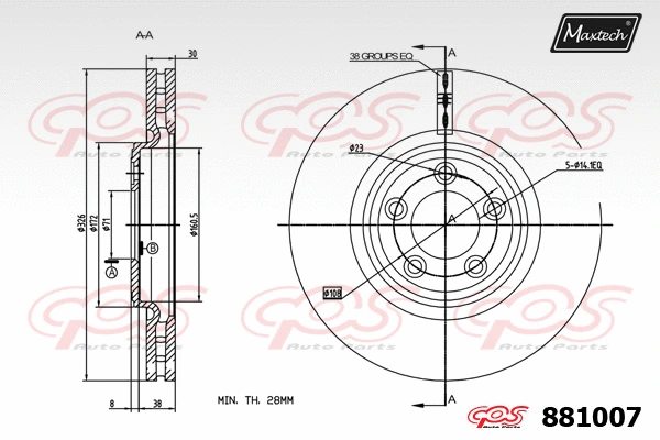 Disque de frein MAXTECH 881007