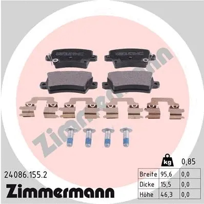 Kit de plaquettes de frein, frein à disque ZIMMERMANN 24086.155.2