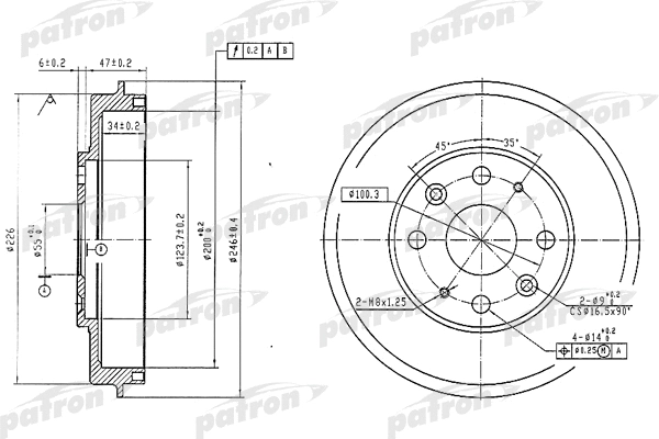 Tambour de frein PATRON PDR1573