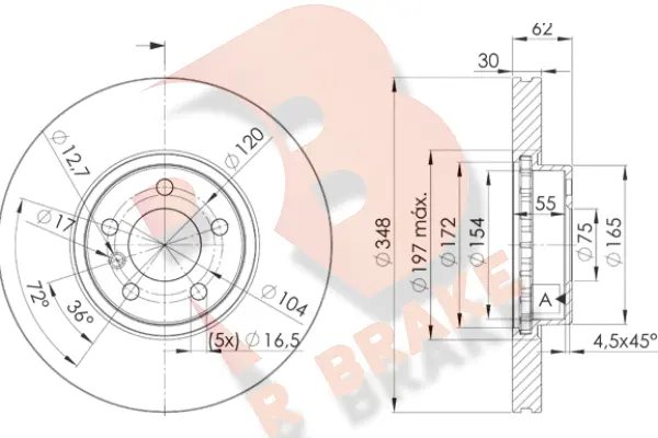 Disque de frein R BRAKE 78RBD11986