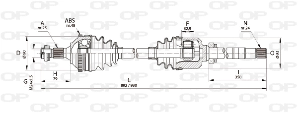 Arbre de transmission OPEN PARTS DRS6217.00