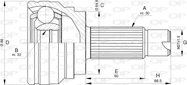 Jeu de joints, arbre de transmission OPEN PARTS CVJ5784.10