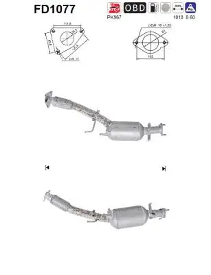 Filtre à particules / à suie, échappement AS FD1077