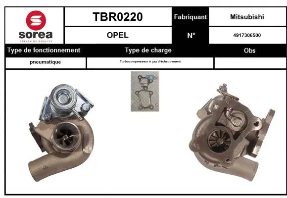Turbocompresseur, suralimentation SERA TBR0220