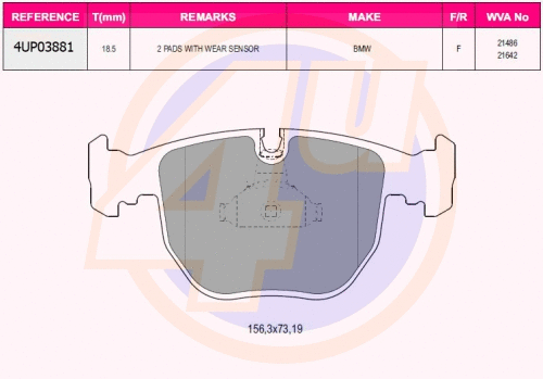 Kit de plaquettes de frein, frein à disque 4u 4UP03881