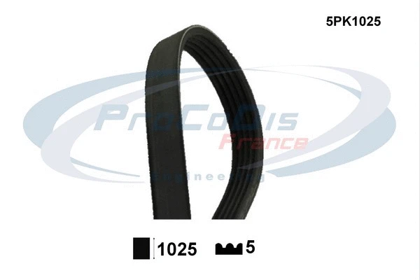 Courroie trapézoïdale à nervures PROCODIS FRANCE 5PK1025