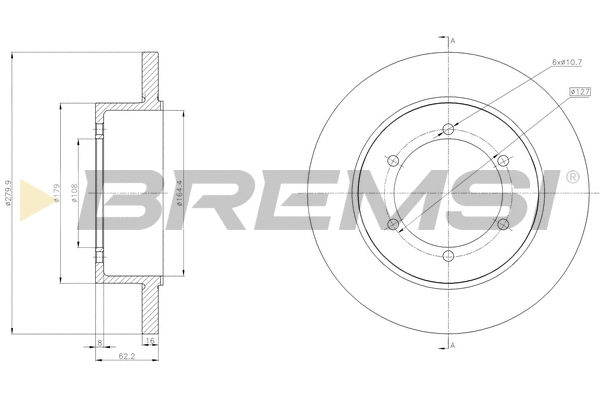 Disque de frein BREMSI CD5369S