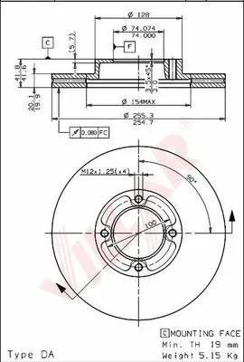 Disque de frein VILLAR 628.1639