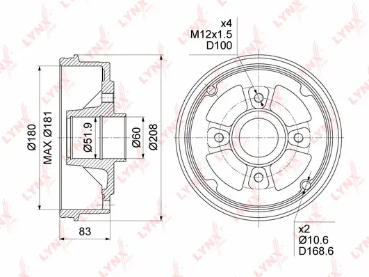 Tambour de frein LYNXAUTO BM-1033