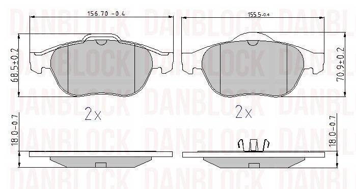 Kit de plaquettes de frein, frein à disque DANBLOCK DB 510377