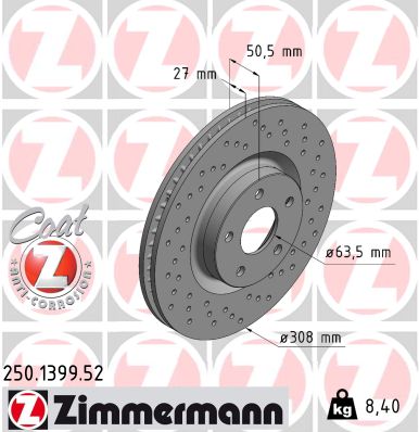 Disque de frein ZIMMERMANN 250.1399.52