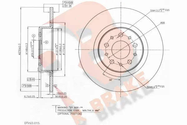 Disque de frein R BRAKE 78RBD22702