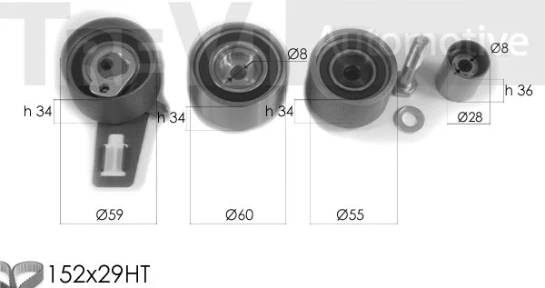 Kit de courroie crantée TREVI AUTOMOTIVE KD1304