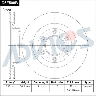 Disque de frein ADVICS D6F509B