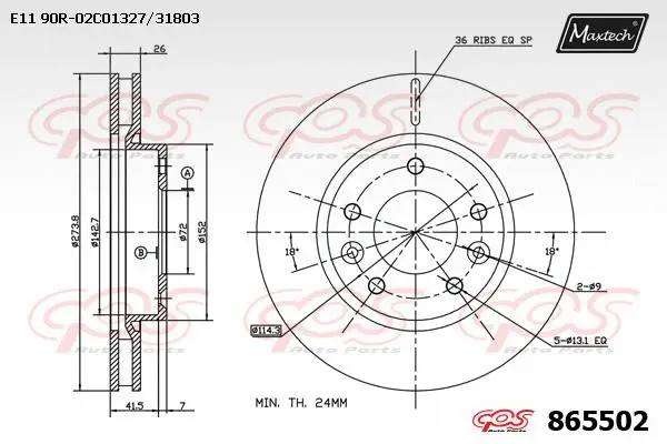 Disque de frein MAXTECH 865502