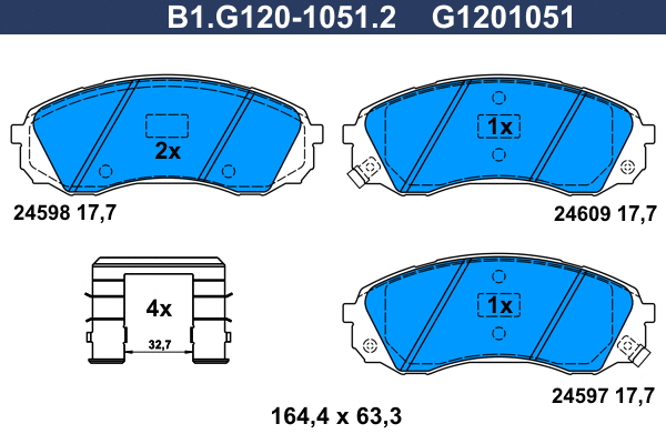 Kit de plaquettes de frein, frein à disque GALFER B1.G120-1051.2