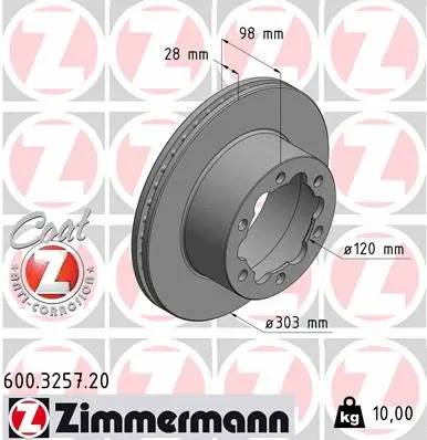 Disque de frein ZIMMERMANN 600.3257.20