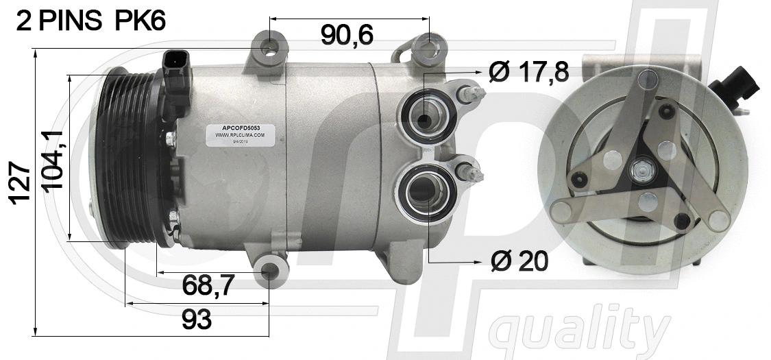 Compresseur, climatisation RPL QUALITY APCOFD5053