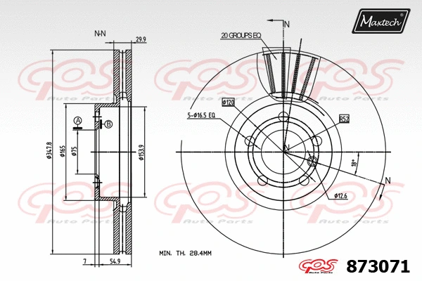 Disque de frein MAXTECH 873071