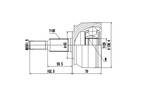 Jeu de joints, arbre de transmission DYNAMATRIX DCV861011