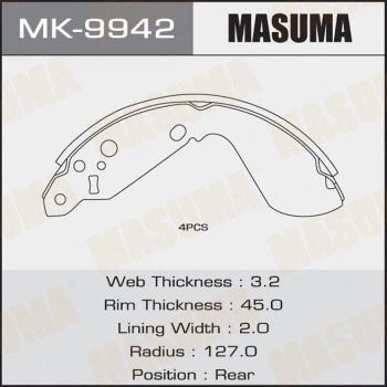 Jeu de mâchoires de frein MASUMA MK-9942