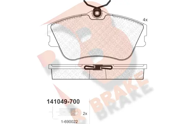 Kit de plaquettes de frein, frein à disque R BRAKE RB1049-700
