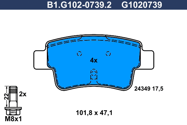 Kit de plaquettes de frein, frein à disque GALFER B1.G102-0739.2