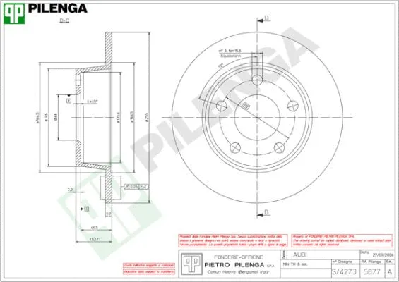 Disque de frein PILENGA 5877