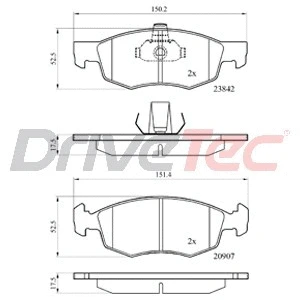 Kit de plaquettes de frein, frein à disque DriveTec DPAD1796