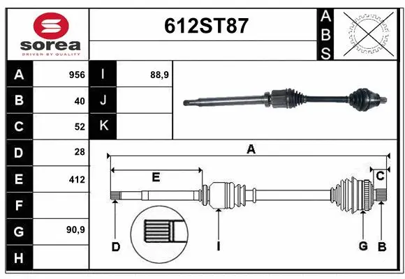 Arbre de transmission STARTCAR 612ST87