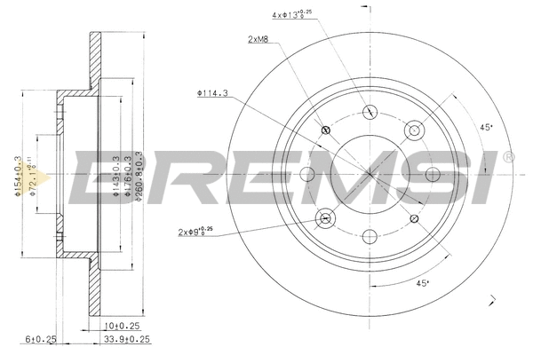Disque de frein BREMSI CD7395S