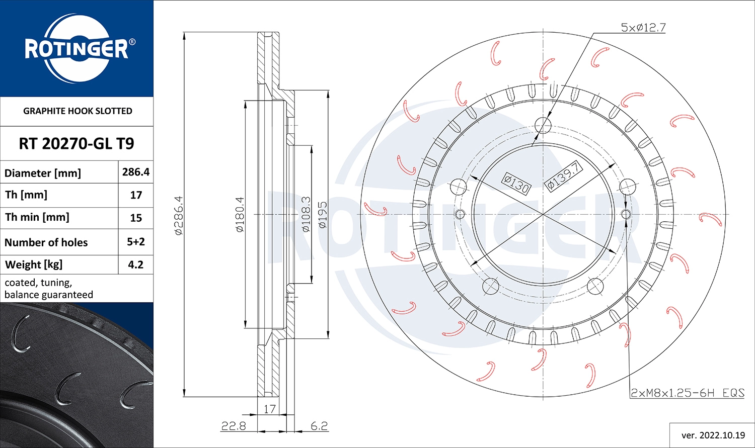 Disque de frein ROTINGER RT 20270-GL T9