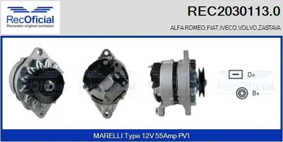 Alternateur RECOFICIAL REC2030113.0