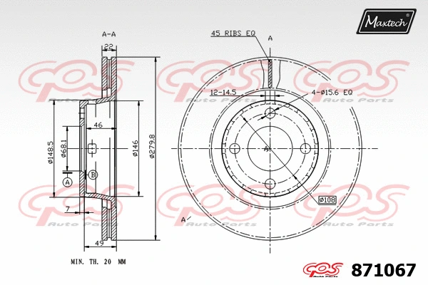 Disque de frein MAXTECH 871067