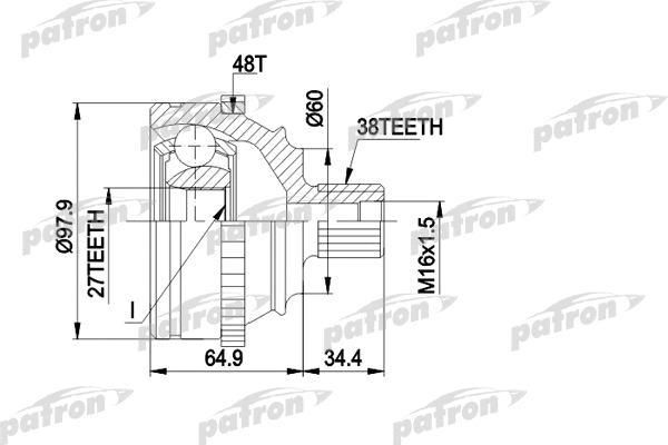 Jeu de joints, arbre de transmission PATRON PCV1229